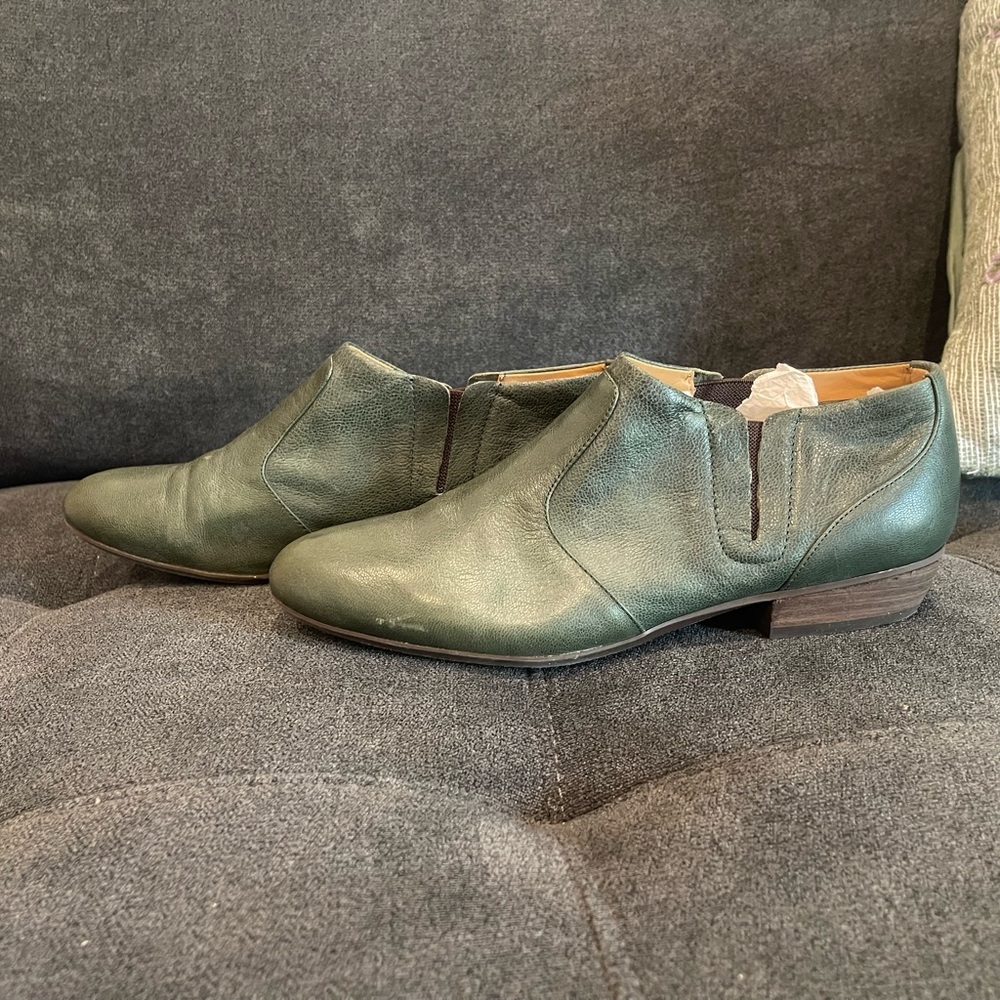 Nine West Green Leather Slip On Ankle Boots